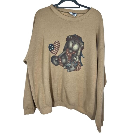 Retro Nutmeg Lee Sweatshirt Bunny XL Patriotic Western Boho Neutral Chic 90s - Picture 1 of 9